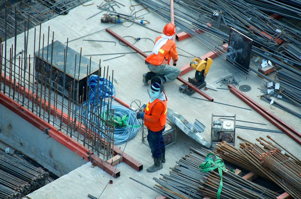 Construction site with structural building work